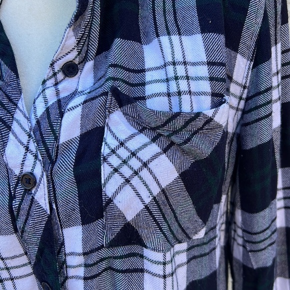 Rails Blue/WhiteHunter Green Plaid Flannel Button up Shirt Women's Size S - Picture 4 of 10